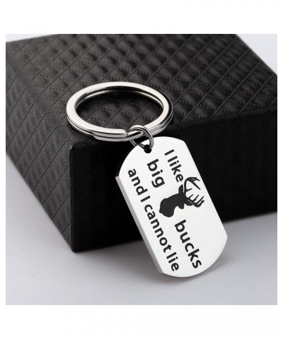 Hunter Keychain I Like Big Bucks and I cannot Lie Dog Tag Funny Hunting Gifts for Hunter Father's Day Gifts Dog Tag Keychain ...