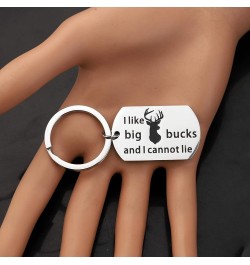 Hunter Keychain I Like Big Bucks and I cannot Lie Dog Tag Funny Hunting Gifts for Hunter Father's Day Gifts Dog Tag Keychain ...