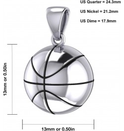 Ladies 925 Sterling Silver 3D Small Basketball Sport Ball Charm Pendant, 13mm $31.89 Pendants