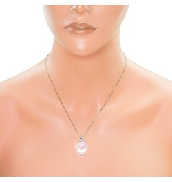 Sterling Silver Mother of Pearl Double Heart Necklace Pendant with 18" Box Chain Small Heart - Pink $10.11 Necklaces