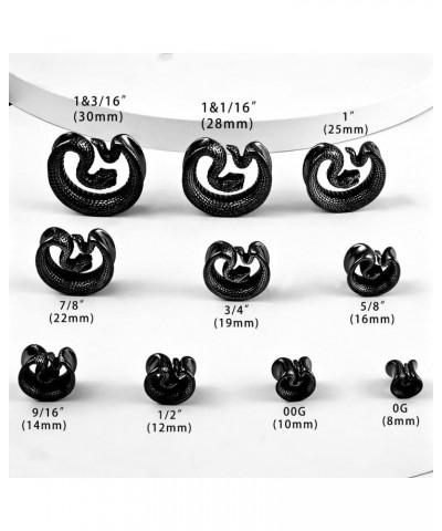 2PCS Ear Gauges Fashion Snake Saddle Ear Plugs Tunnels 316 Stainless Steel Hypoallergenic Earrings Plugs for Ears Expander Pa...