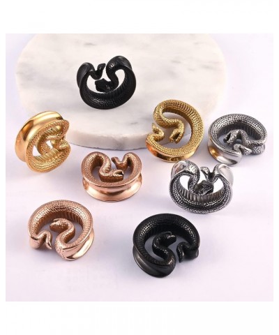 2PCS Ear Gauges Fashion Snake Saddle Ear Plugs Tunnels 316 Stainless Steel Hypoallergenic Earrings Plugs for Ears Expander Pa...