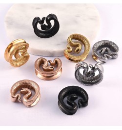 2PCS Ear Gauges Fashion Snake Saddle Ear Plugs Tunnels 316 Stainless Steel Hypoallergenic Earrings Plugs for Ears Expander Pa...