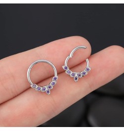 Septum Rings 16G, 316L Stainless Steel Septum Rings Hoops, Cluster CZ Hinged Segment Daith Helix Piercing Jewelry For Women A...