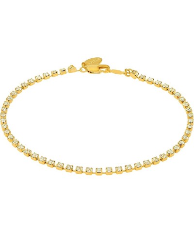 Iced Out Cubic Zirconia Anklet For Women 24k Real Gold Plated 11.0 Inches $20.98 Anklets