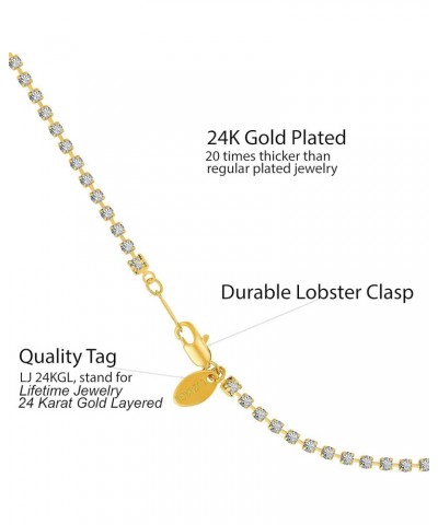 Iced Out Cubic Zirconia Anklet For Women 24k Real Gold Plated 11.0 Inches $20.98 Anklets