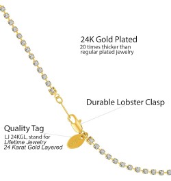 Iced Out Cubic Zirconia Anklet For Women 24k Real Gold Plated 11.0 Inches $20.98 Anklets