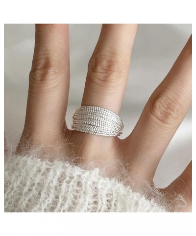 925 Sterling Silver Wide Band Ring Simple Handmade Hammered Chunky Statement Rings Adjustable Boho Thumb Ring for Women Men O...