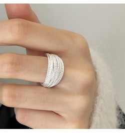 925 Sterling Silver Wide Band Ring Simple Handmade Hammered Chunky Statement Rings Adjustable Boho Thumb Ring for Women Men O...