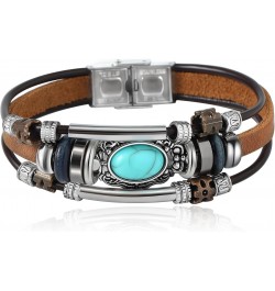 Bohemian Ethnic Turquoise Stackable Leather Bracelet for Men Women $7.01 Bracelets