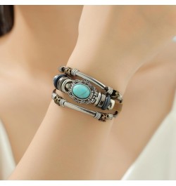 Bohemian Ethnic Turquoise Stackable Leather Bracelet for Men Women $7.01 Bracelets