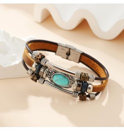 Bohemian Ethnic Turquoise Stackable Leather Bracelet for Men Women $7.01 Bracelets