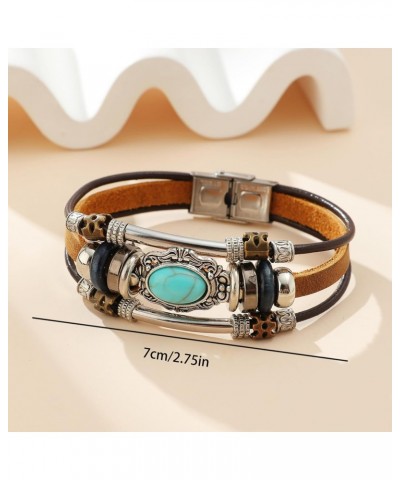 Bohemian Ethnic Turquoise Stackable Leather Bracelet for Men Women $7.01 Bracelets