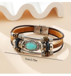 Bohemian Ethnic Turquoise Stackable Leather Bracelet for Men Women $7.01 Bracelets