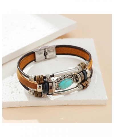 Bohemian Ethnic Turquoise Stackable Leather Bracelet for Men Women $7.01 Bracelets