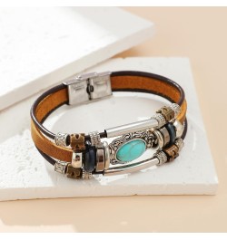 Bohemian Ethnic Turquoise Stackable Leather Bracelet for Men Women $7.01 Bracelets