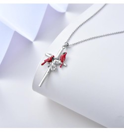 Diamond Cross Necklace for Women Red Cardinal Necklace 925 Sterling Silver Cross Pendant Necklace Jewelry Gifts for Women Gir...