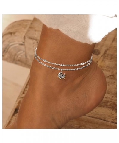 Layered Anklet 925 Sterling Silver Palm Tree Ankle Sea Turtle Ankle Cherry Anklet Dreamcatcher Anklet Adjustable Beach Ankle ...