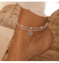 Layered Anklet 925 Sterling Silver Palm Tree Ankle Sea Turtle Ankle Cherry Anklet Dreamcatcher Anklet Adjustable Beach Ankle ...