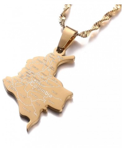 Colombia Pendant Chain for Women Girls Stainless Steel Country Map Jewelry Colombia gold $8.84 Necklaces