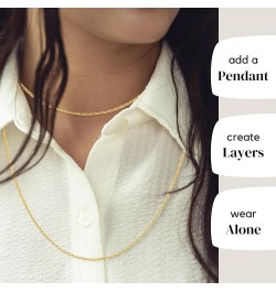 24k Gold Cable Link Chain Necklace – Thin, Dainty, Gold Plated Stainless Steel Jewelry for Women & Men with Spring Ring Clasp...