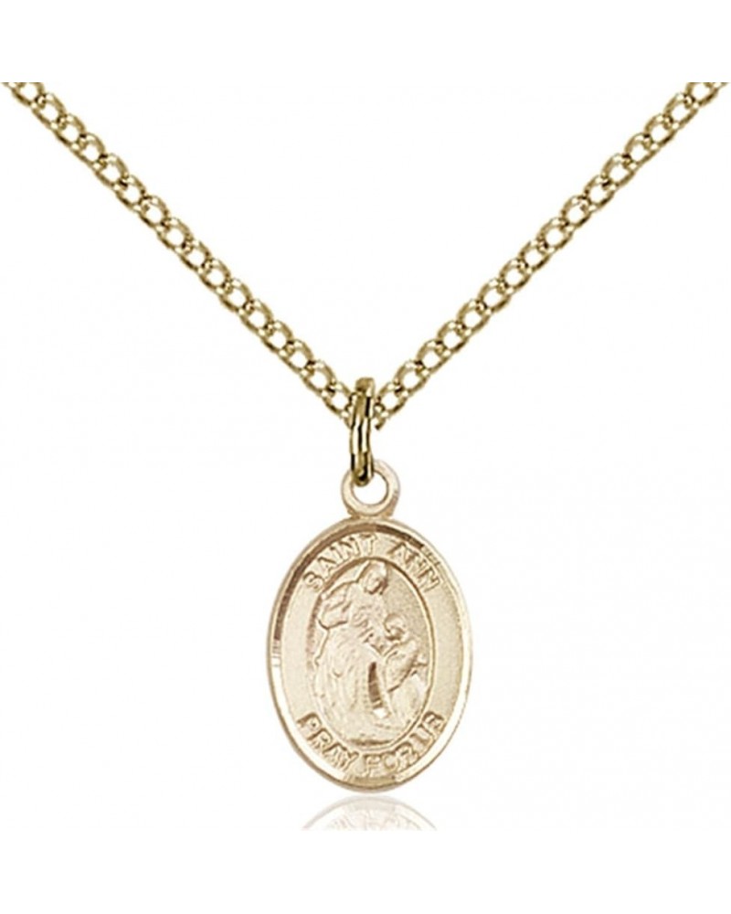 14KT Gold Filled Catholic Patron Saint Petite Charm Medal, 1/2 Inch Saint Ann $42.50 Pendants