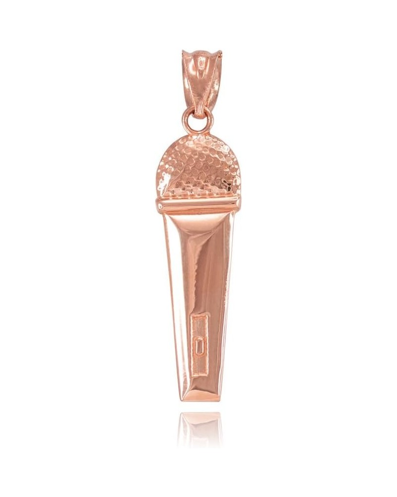 10k Rose Gold Singer Microphone Music Charm Pendant $46.49 Necklaces