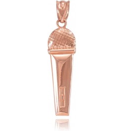 10k Rose Gold Singer Microphone Music Charm Pendant $46.49 Necklaces