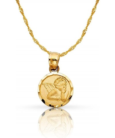 14K Yellow Gold Angel Charm Pendant with 0.9mm Singapore Chain Necklace 16.0 Inches $73.48 Necklaces