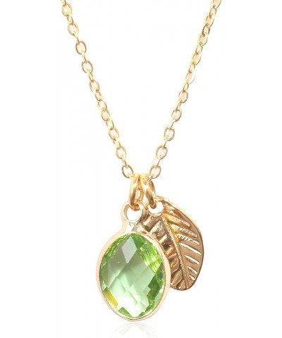 Teardrop Golden Leaf Iced Out Crystal Pendant Necklace 14k Gold Plated Spiritual Amulet Womens Birthstone Jewelry Gift 18 Gre...