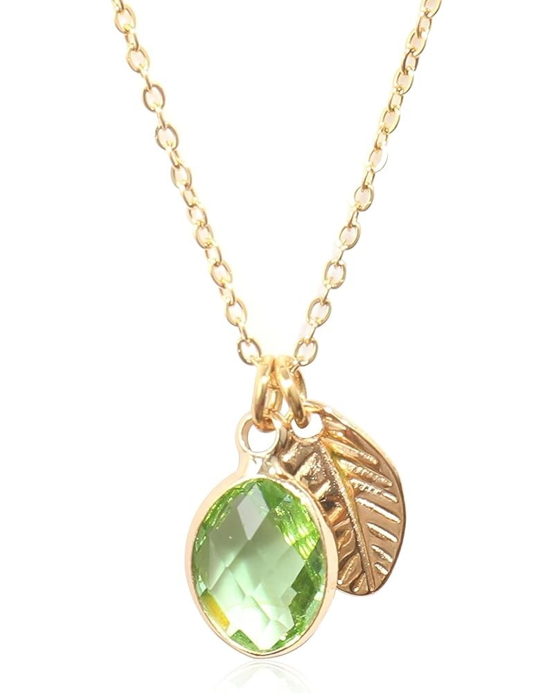 Teardrop Golden Leaf Iced Out Crystal Pendant Necklace 14k Gold Plated Spiritual Amulet Womens Birthstone Jewelry Gift 18 Gre...