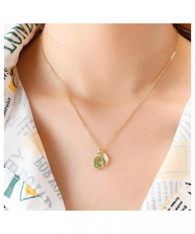 Teardrop Golden Leaf Iced Out Crystal Pendant Necklace 14k Gold Plated Spiritual Amulet Womens Birthstone Jewelry Gift 18 Gre...