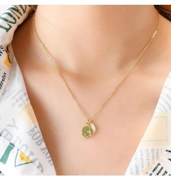 Teardrop Golden Leaf Iced Out Crystal Pendant Necklace 14k Gold Plated Spiritual Amulet Womens Birthstone Jewelry Gift 18 Gre...