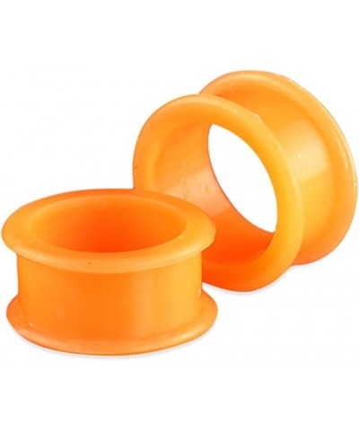 Pair 1/2" (12MM) ORANGE SILICONE FLAT FLARE TUNNELS Double Flare Gauges Thin Soft Flexible Flesh Plugs (2pcs) $5.79 Body Jewelry