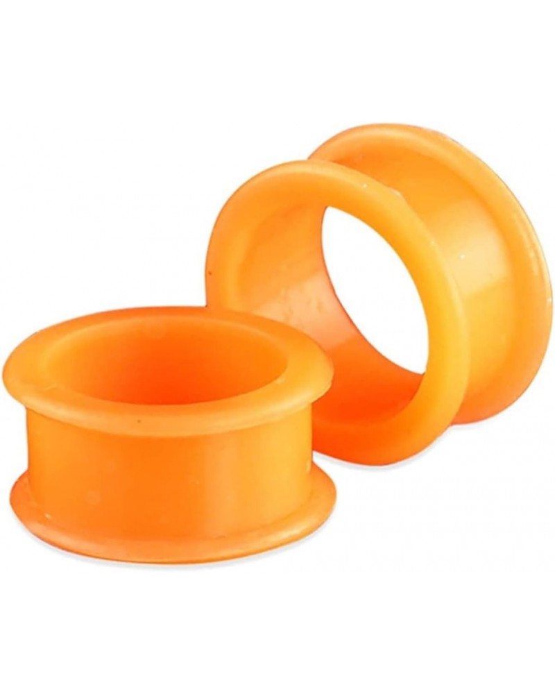 Pair 1/2" (12MM) ORANGE SILICONE FLAT FLARE TUNNELS Double Flare Gauges Thin Soft Flexible Flesh Plugs (2pcs) $5.79 Body Jewelry