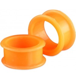 Pair 1/2" (12MM) ORANGE SILICONE FLAT FLARE TUNNELS Double Flare Gauges Thin Soft Flexible Flesh Plugs (2pcs) $5.79 Body Jewelry