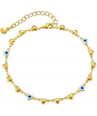 Anklet for Women Gold Foot Handmade Chain 18K Gold Filled Dainty Simple Summer Beach Jewelry Evil Eye Heart $8.66 Anklets