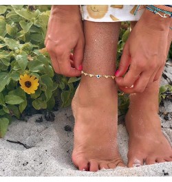 Anklet for Women Gold Foot Handmade Chain 18K Gold Filled Dainty Simple Summer Beach Jewelry Evil Eye Heart $8.66 Anklets