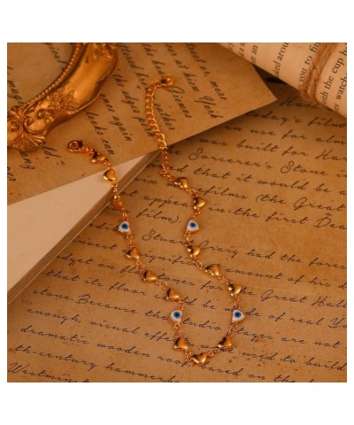 Anklet for Women Gold Foot Handmade Chain 18K Gold Filled Dainty Simple Summer Beach Jewelry Evil Eye Heart $8.66 Anklets