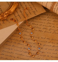 Anklet for Women Gold Foot Handmade Chain 18K Gold Filled Dainty Simple Summer Beach Jewelry Evil Eye Heart $8.66 Anklets