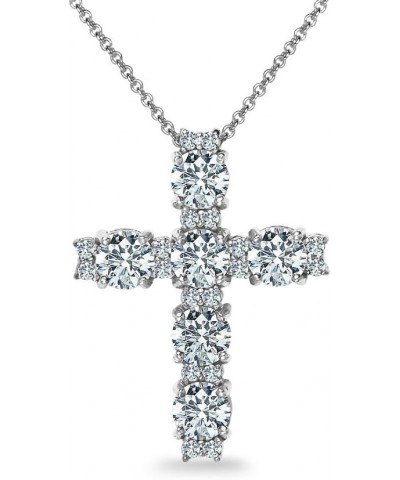 Sterling Silver Round AAA Cubic Zirconia Big Large CZ Cross Necklace for Women with Gift Box Sterling Silver $27.30 Necklaces