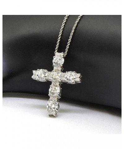 Sterling Silver Round AAA Cubic Zirconia Big Large CZ Cross Necklace for Women with Gift Box Sterling Silver $27.30 Necklaces