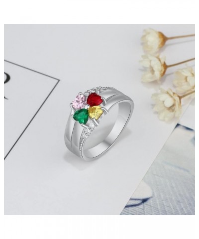 10K 14K 18K Solid Gold Birthstone Rings for Women Personalized Mothers Rings with 2-6 Birthstone Ring Engagement Anniversary ...