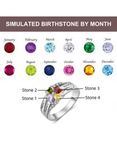 10K 14K 18K Solid Gold Birthstone Rings for Women Personalized Mothers Rings with 2-6 Birthstone Ring Engagement Anniversary ...