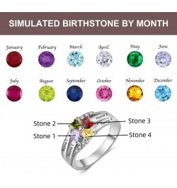 10K 14K 18K Solid Gold Birthstone Rings for Women Personalized Mothers Rings with 2-6 Birthstone Ring Engagement Anniversary ...