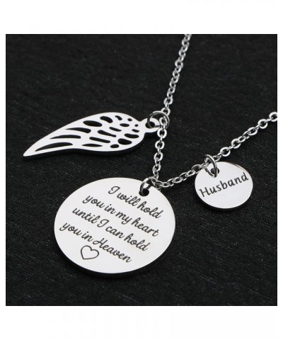 Memorial Gifts Sympathy Necklace for Loss of Dad Mom Husband Remembrance Jewelry Angel Wings Silver Stainless Steel Pendant H...