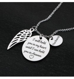 Memorial Gifts Sympathy Necklace for Loss of Dad Mom Husband Remembrance Jewelry Angel Wings Silver Stainless Steel Pendant H...