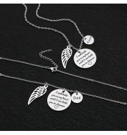 Memorial Gifts Sympathy Necklace for Loss of Dad Mom Husband Remembrance Jewelry Angel Wings Silver Stainless Steel Pendant H...