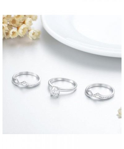 1.42 Carat 3PC Wedding Ring Set for Women 925 Sterling Silver Moissanite Engagement Ring Set for Her 4.5 $71.75 Sets