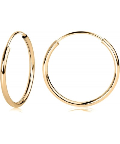 14k White or Yellow Gold Lightweight Endless Hoop Earrings (10-20mm) True 1.0mm width. Piercing to Lobe, Upper-Lobe for a Wom...